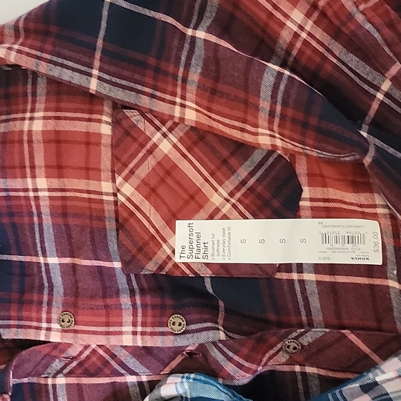 Lot of 2 NWT Sonoma Supersoft Flannel Shirts Blue and Red, Size Small - Picture 5 of 9